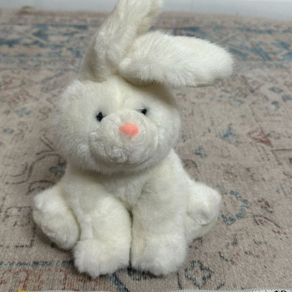 Vintage Sugar Loaf Plush Bunny White Stuffed Animal 1988 Furry Soft Toy Rabbit